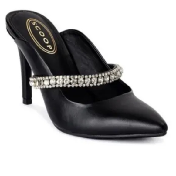Scoop NYC Women’s Rhinestone Black Slip On Heels Size 7.5 NEW - Picture 1 of 6
